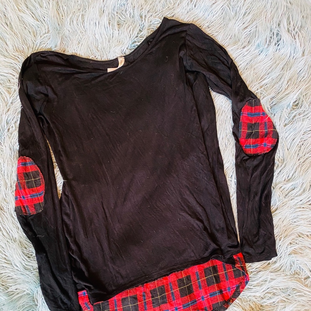 High low shirt with plaid back detail